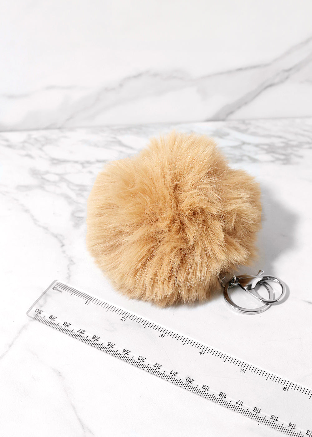 Neutral Faux Fur Pom Pom Keychain