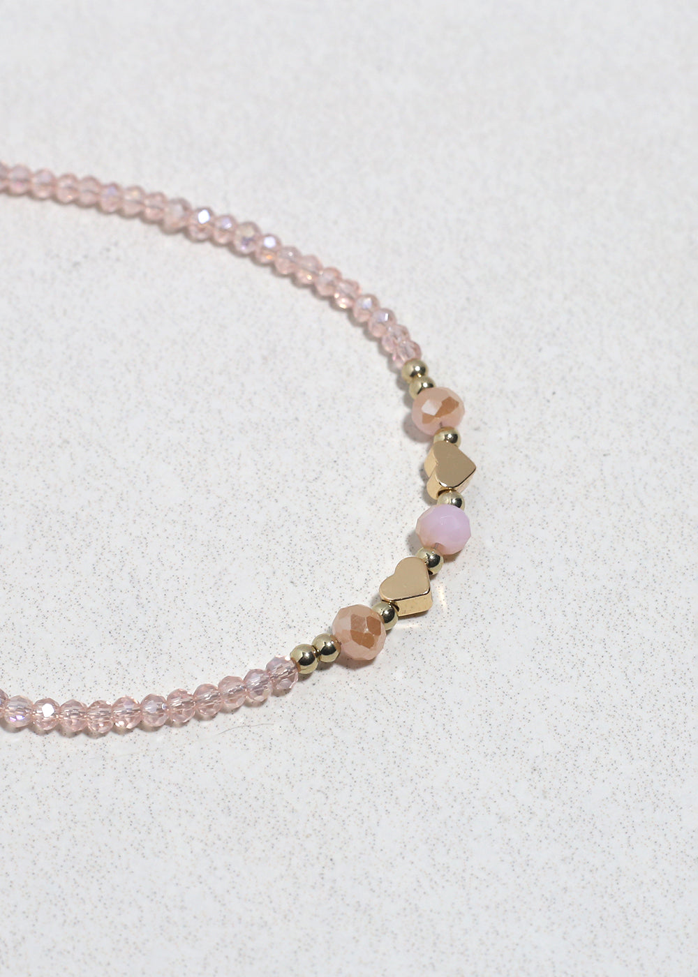 Blush Heart Glow Beaded Anklet