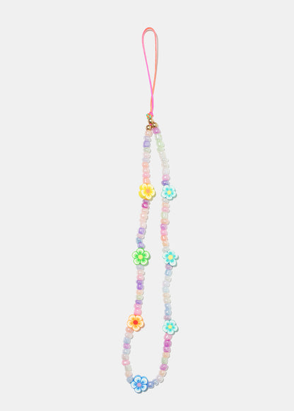 Smile and Flowers Phone Strap Wristlet
