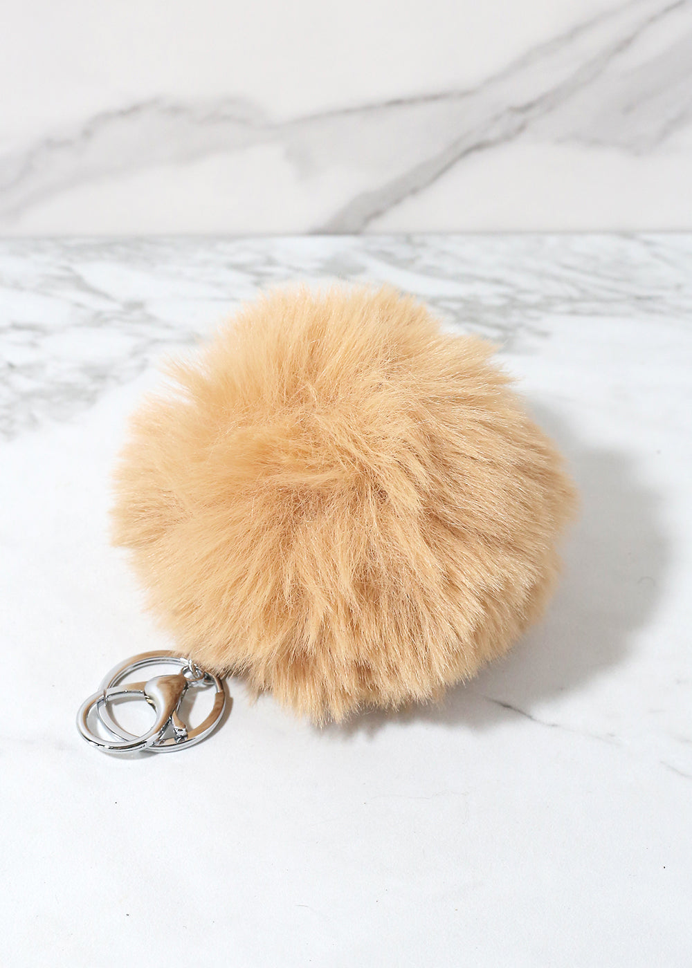 Neutral Faux Fur Pom Pom Keychain
