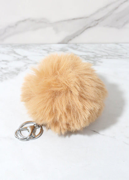 Neutral Faux Fur Pom Pom Keychain