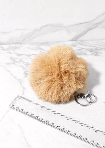 Neutral Faux Fur Pom Pom Keychain