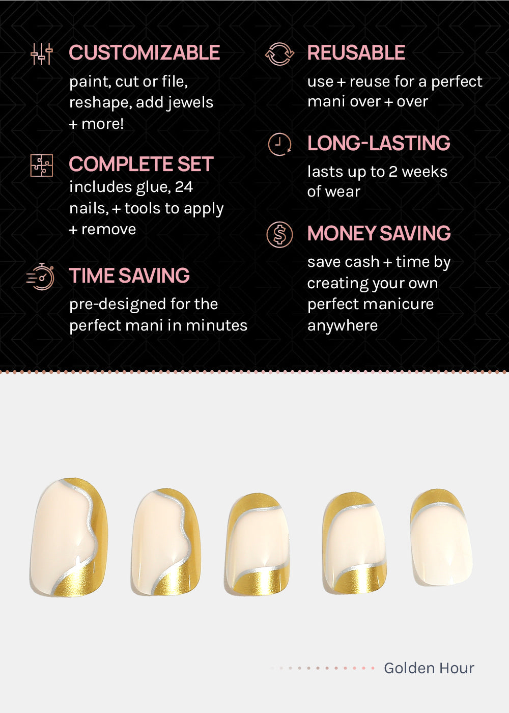 AOA Pro Press-On Nails: Golden Hour