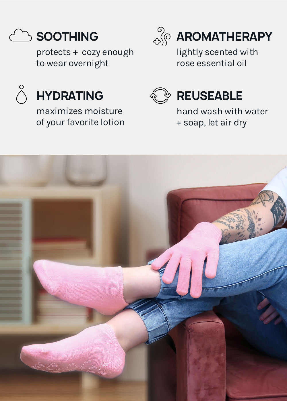 A+ Gel Lined Moisturizing Spa Sock
