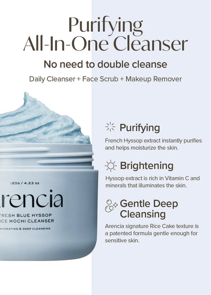 Arencia Fresh Blue Hyssop Rice Mochi Cleanser 120g