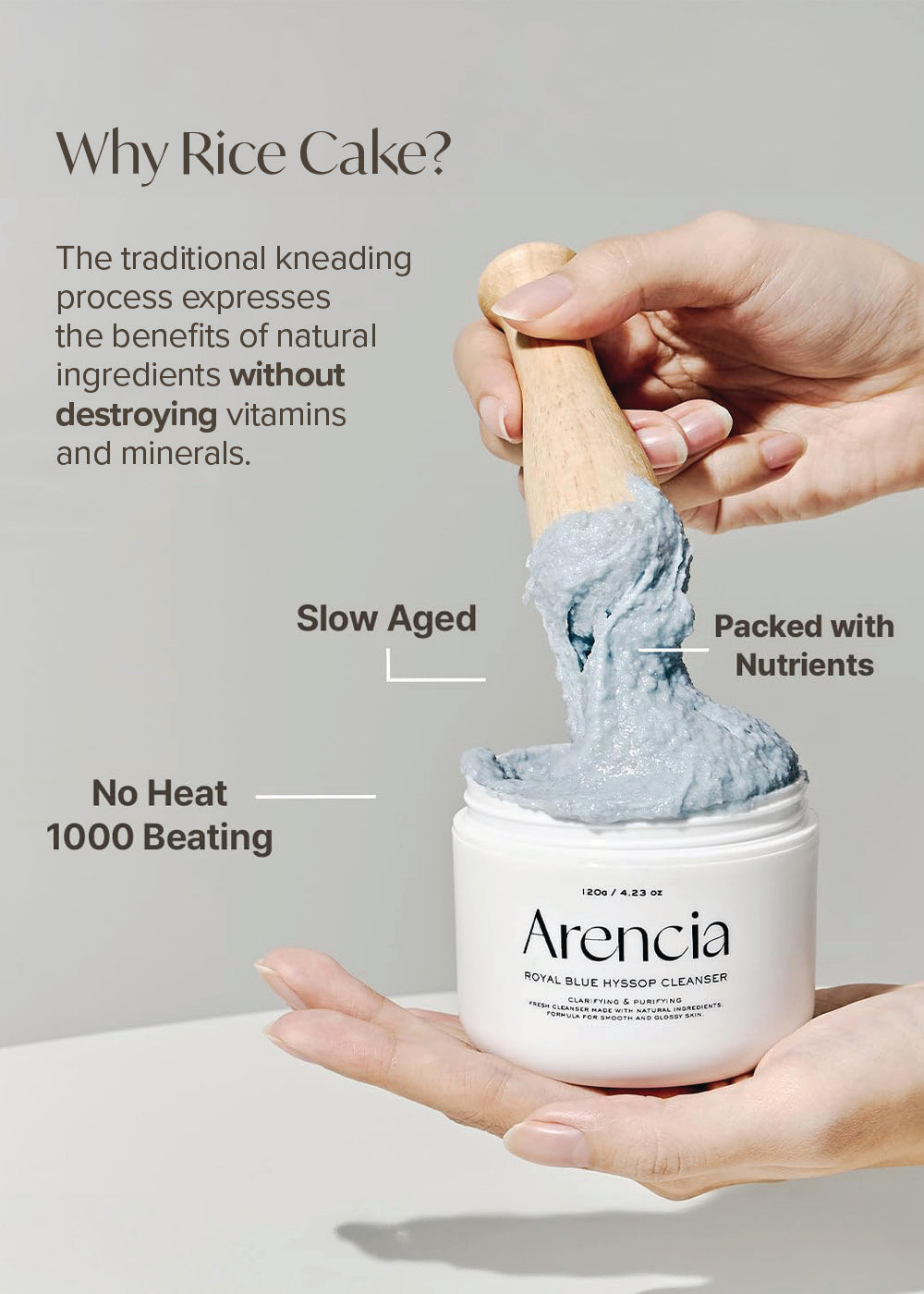 Arencia Fresh Blue Hyssop Rice Mochi Cleanser 120g