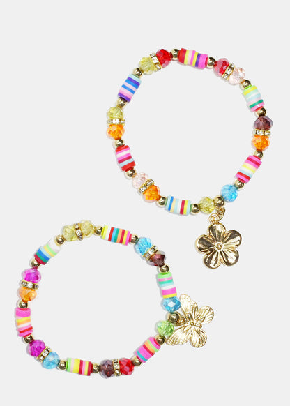 Colorful Beaded Charm Bracelet