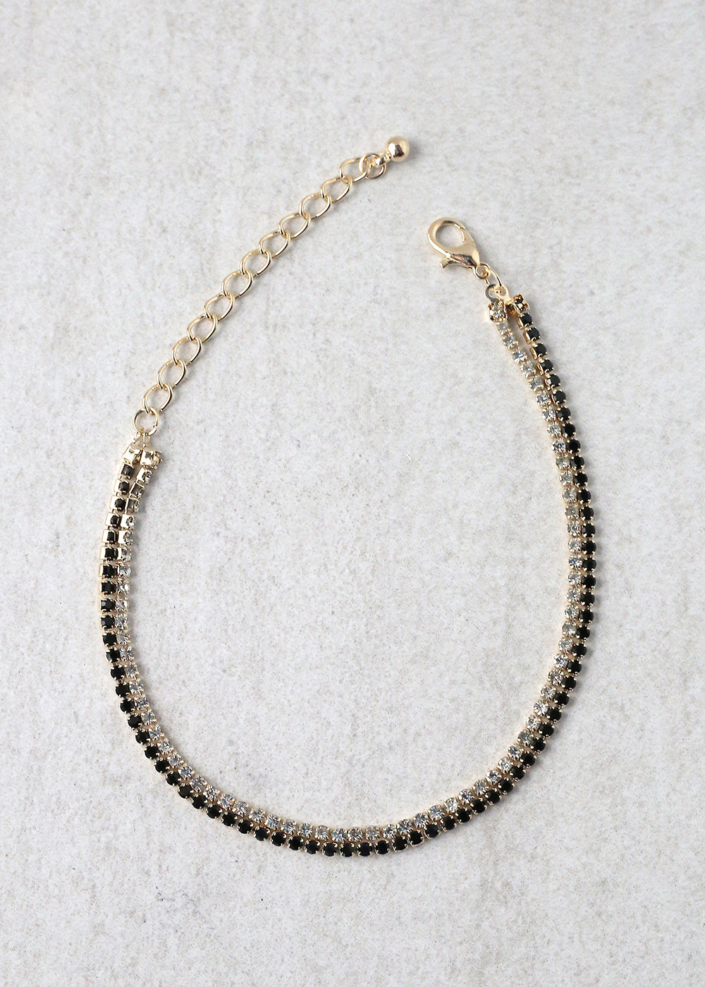2-Layered Rhinestone Anklet