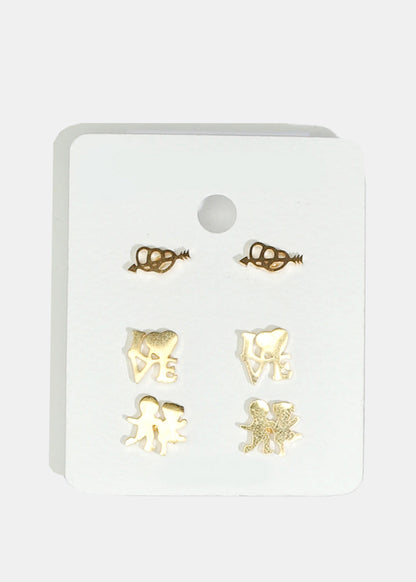 3-Pair Multi-Design Earring Set