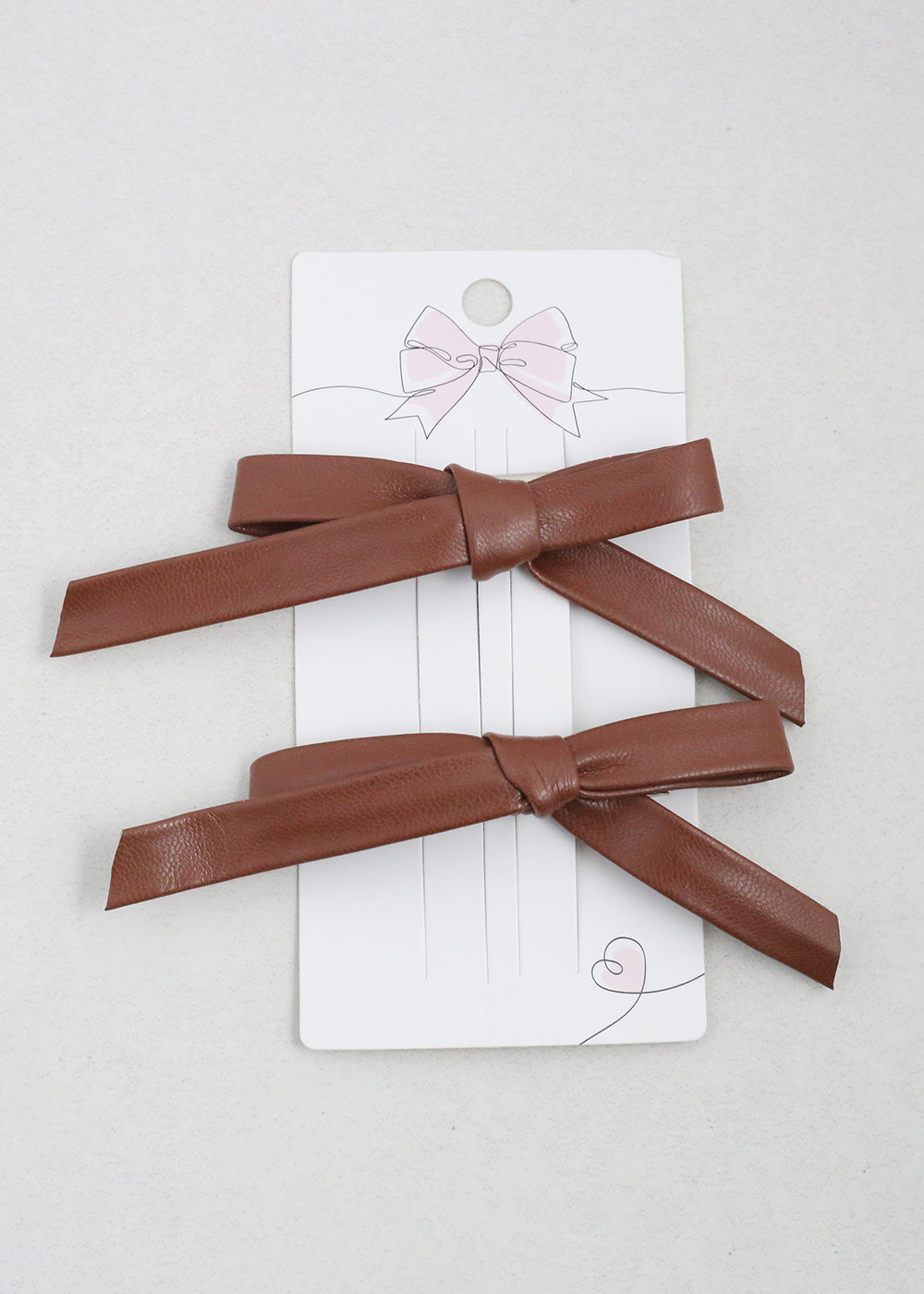 2 PC Chic Faux Leather Bow Hairclip