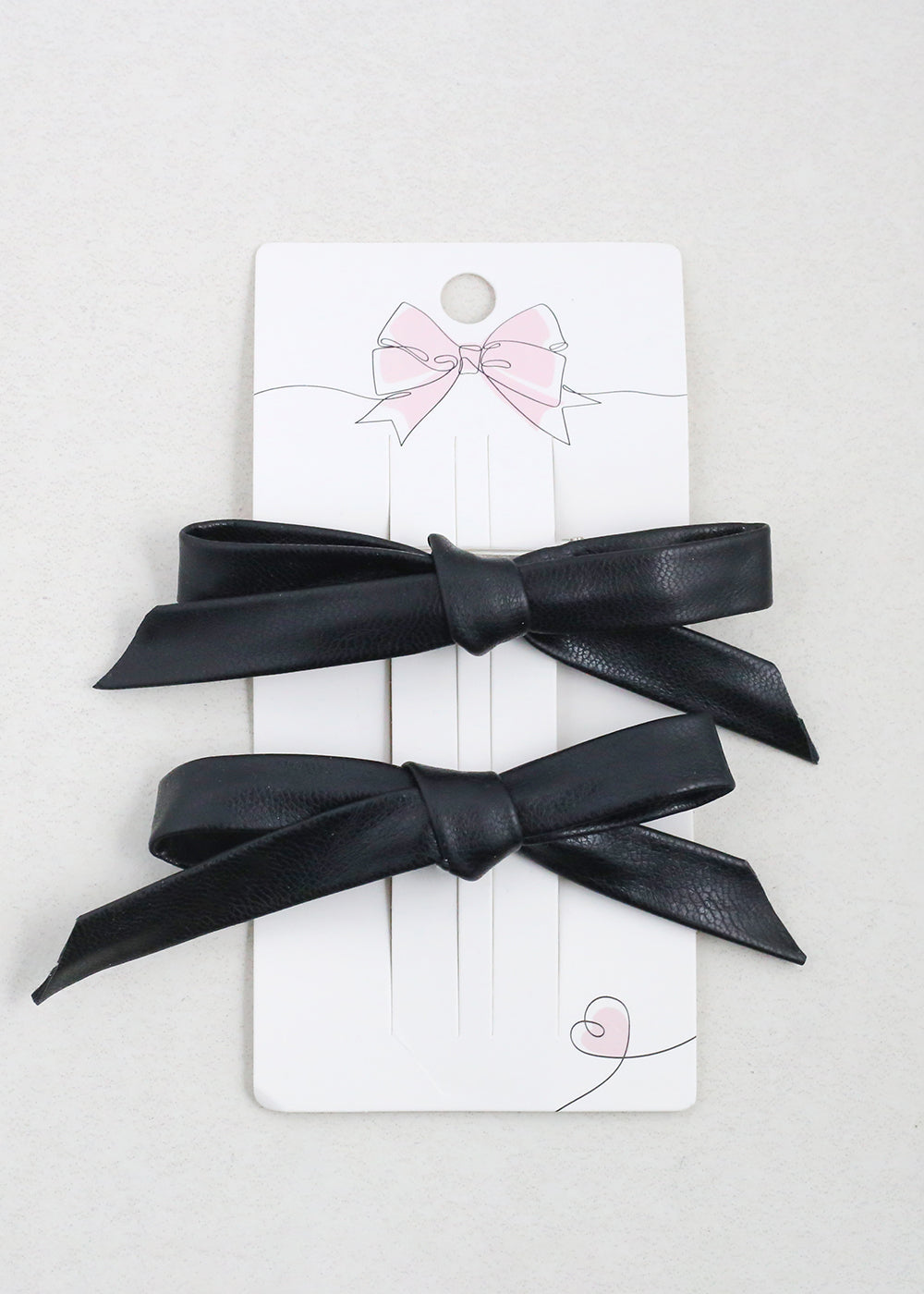 2 PC Chic Faux Leather Bow Hairclip