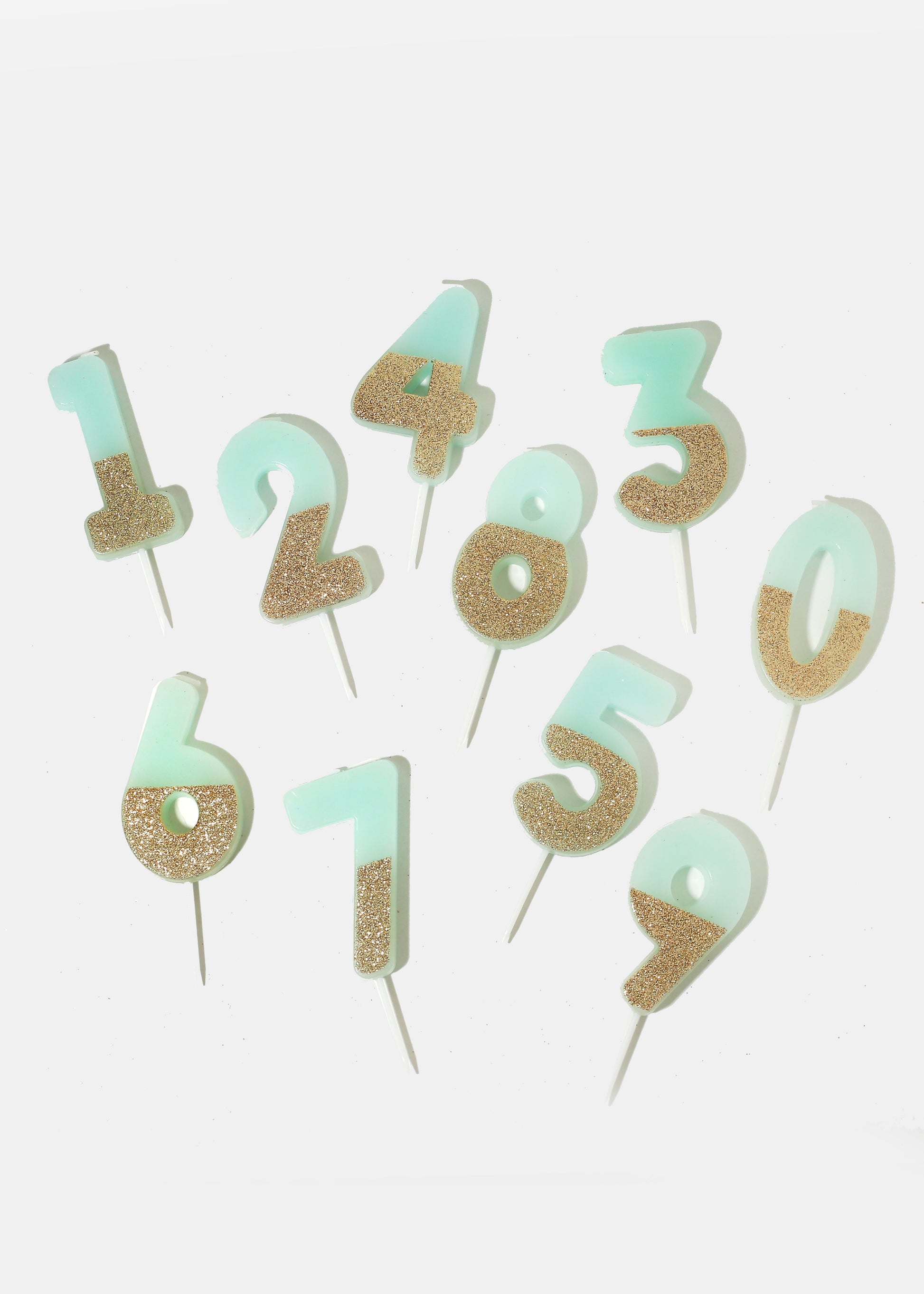 Official Key Items Mint Glitter Number Candles