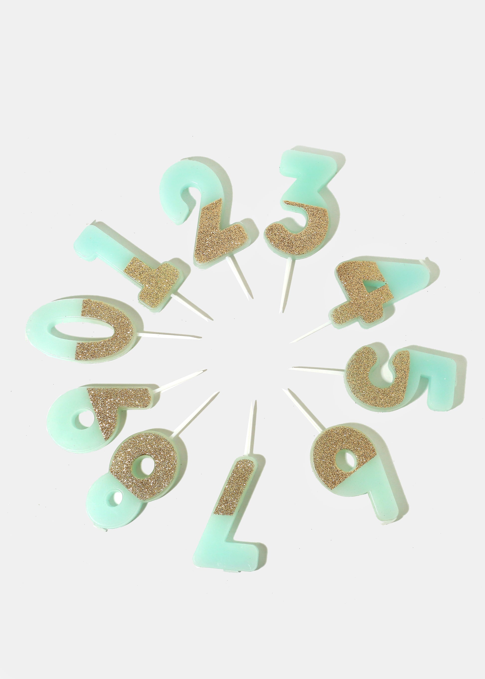 Official Key Items Mint Glitter Number Candles