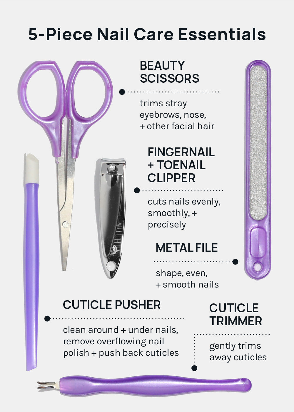 AOA 5 Piece Manicure Tool Set with Beauty Scissors