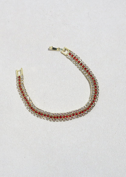 Triple Row Color Rhinestone Tennis Bracelet
