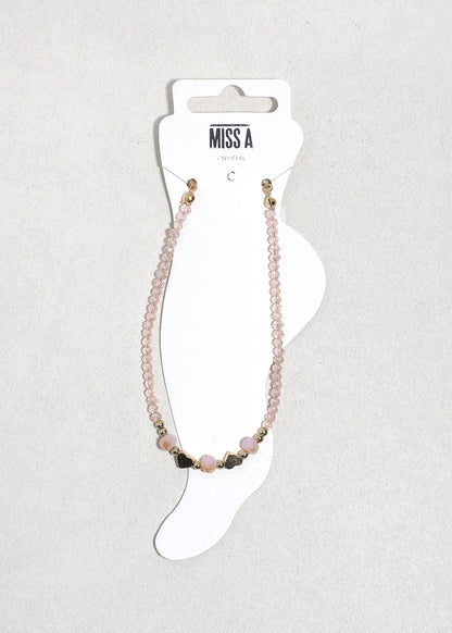 Blush Heart Glow Beaded Anklet