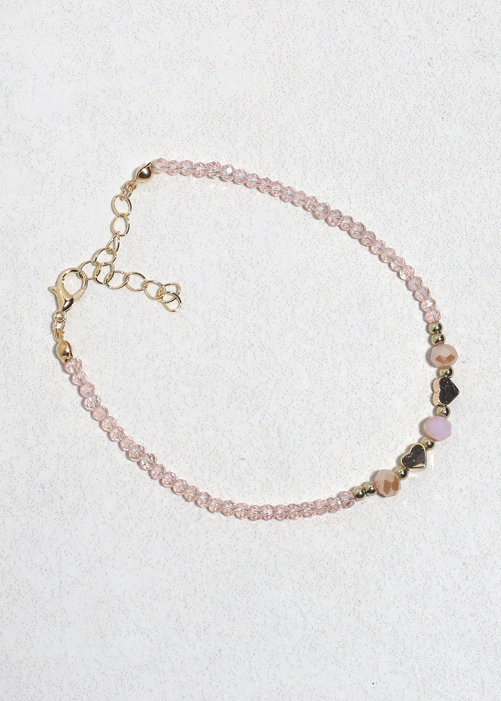 Blush Heart Glow Beaded Anklet