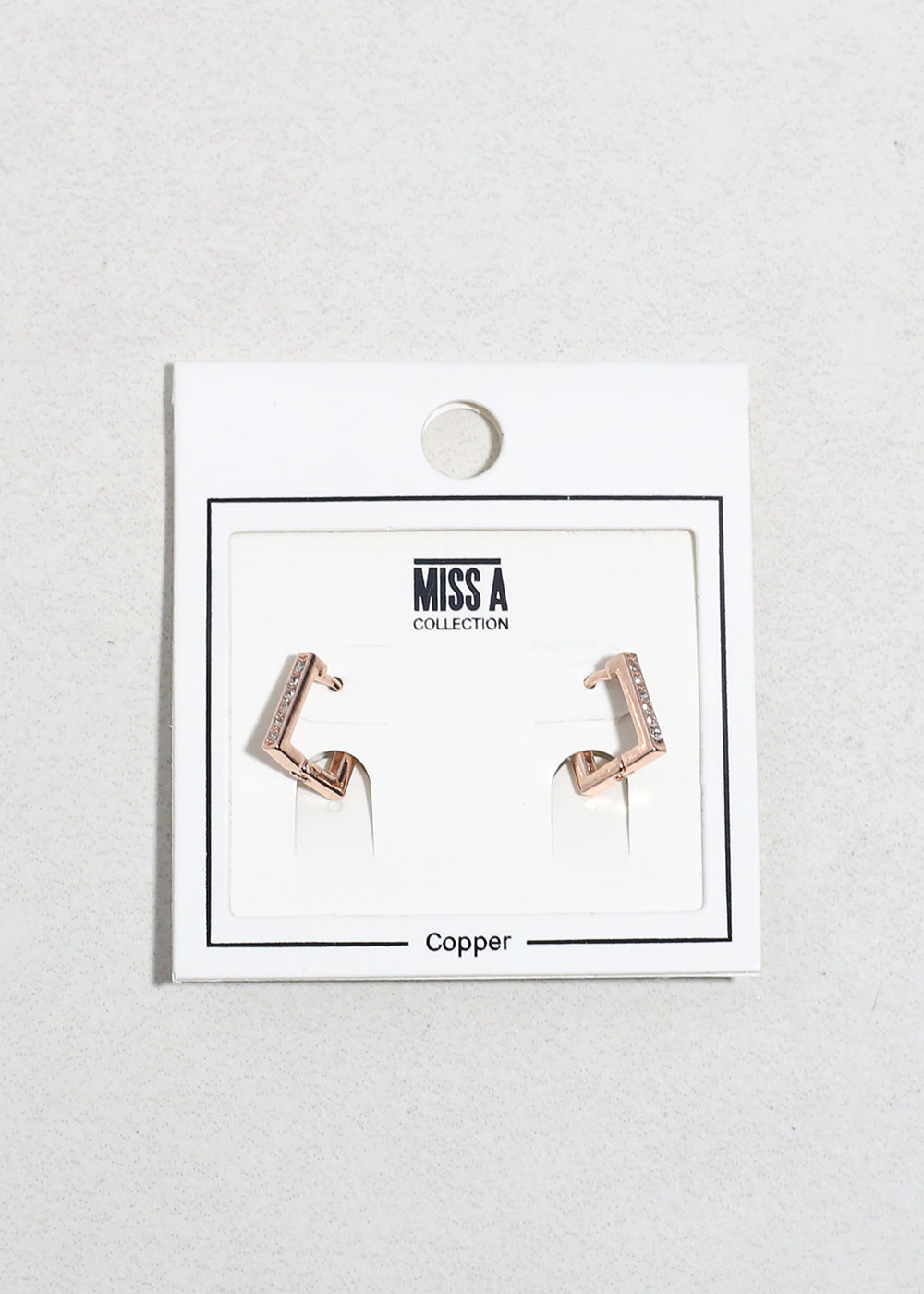 Square Rhinestone Huggie Earrings