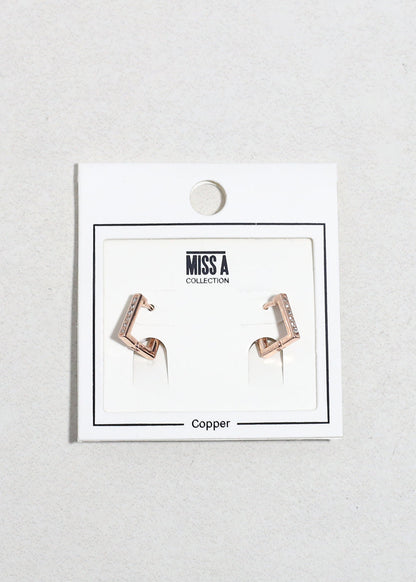 Square Rhinestone Huggie Earrings
