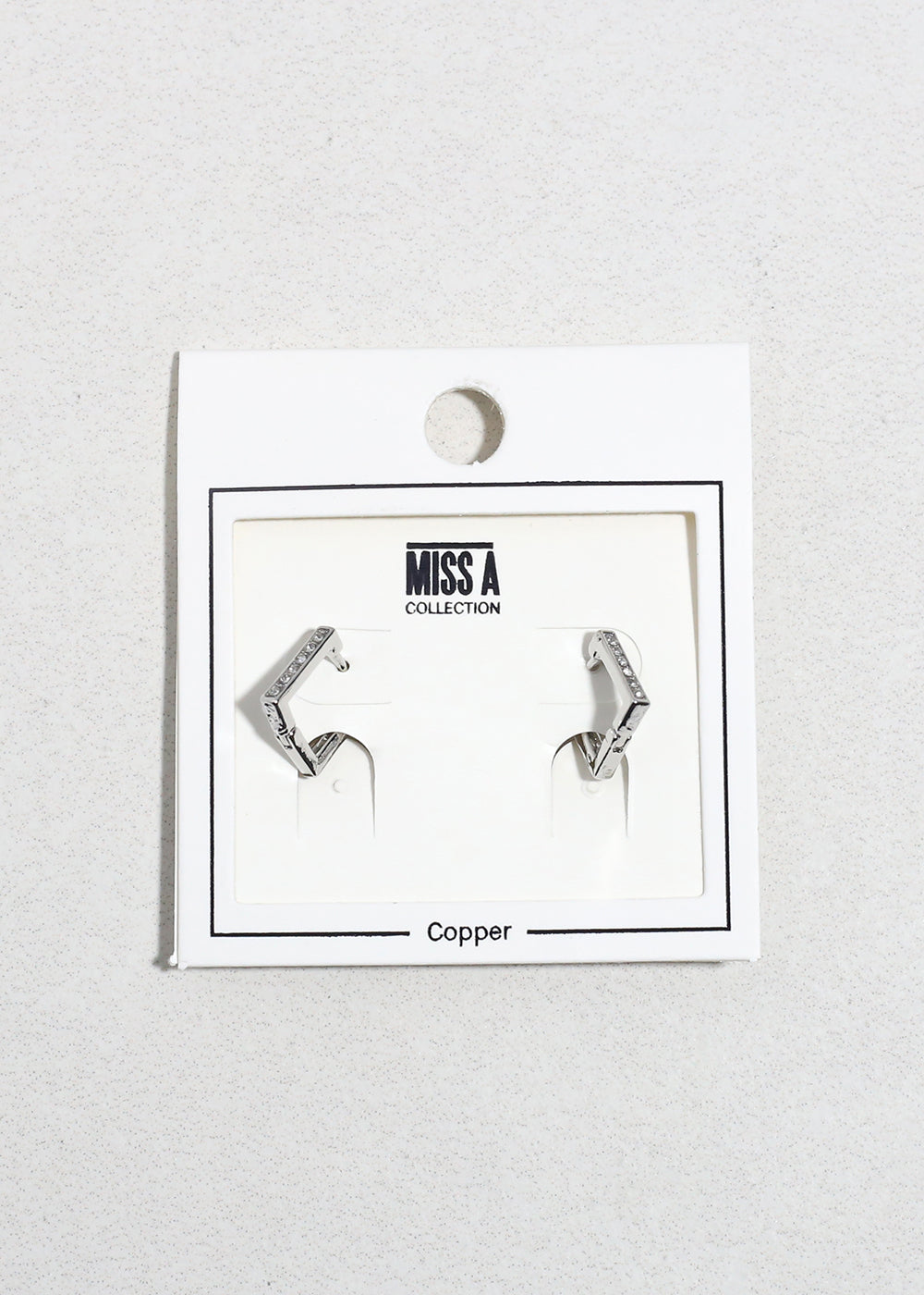 Square Rhinestone Huggie Earrings