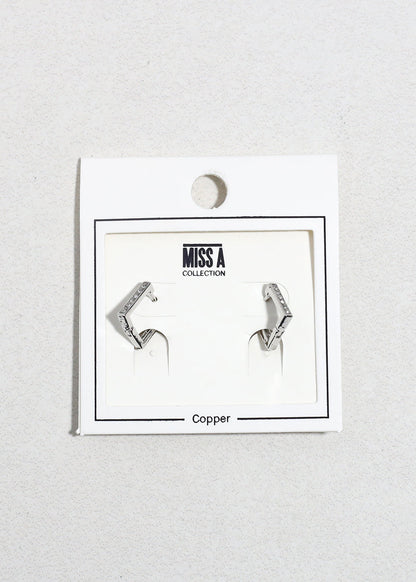 Square Rhinestone Huggie Earrings