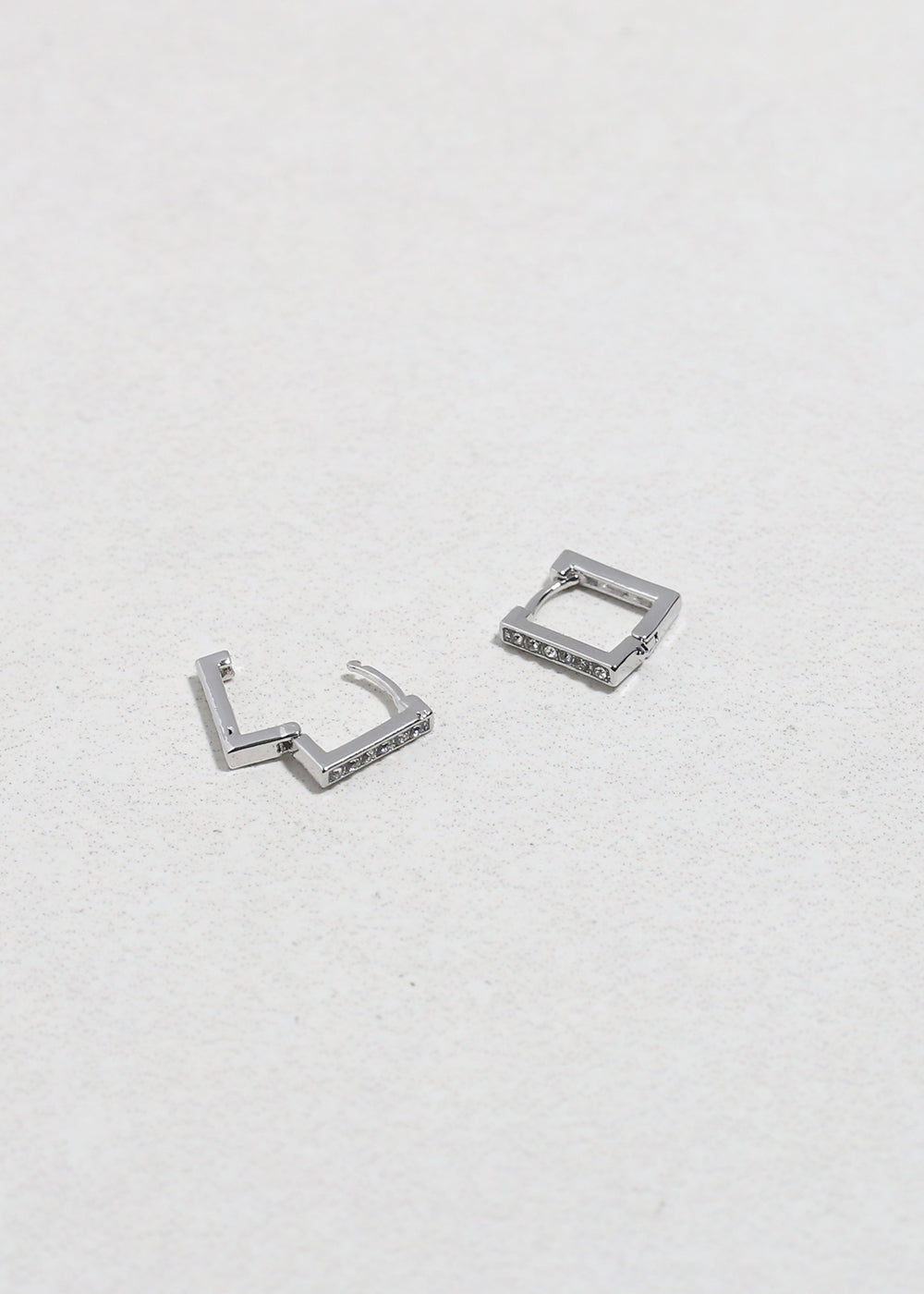 Square Rhinestone Huggie Earrings