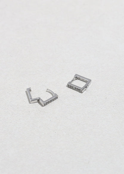 Square Rhinestone Huggie Earrings