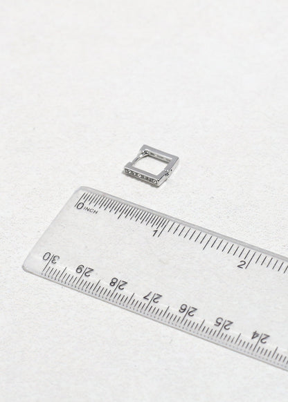 Square Rhinestone Huggie Earrings