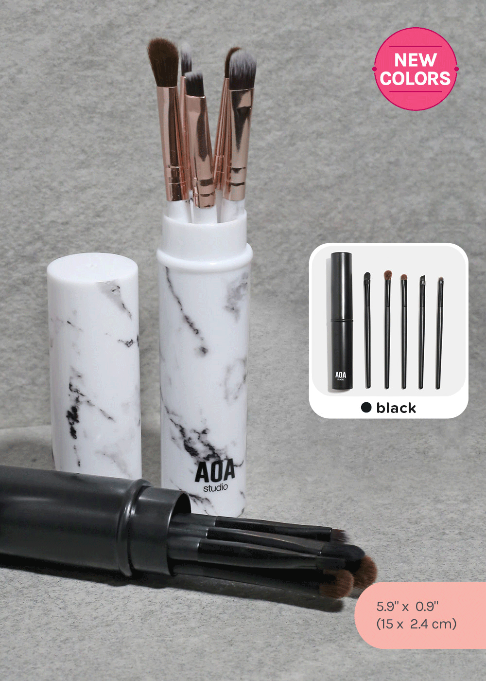 AOA 5 Piece Travel Brush Set + Case