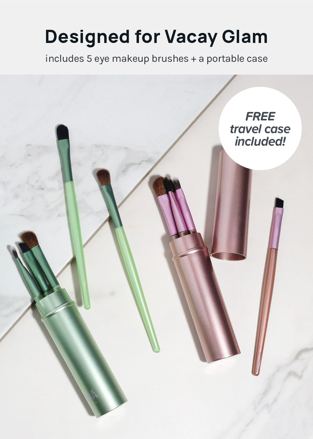 AOA 5 Piece Travel Brush Set + Case