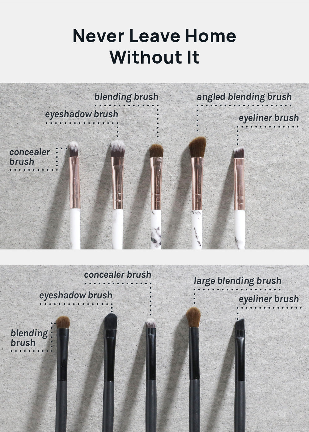 AOA 5 Piece Travel Brush Set + Case