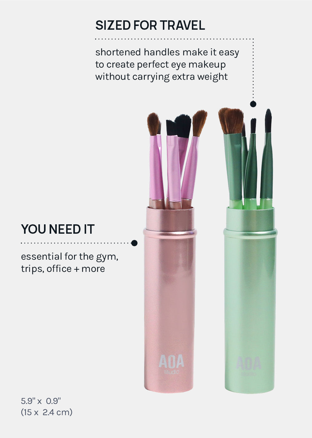 AOA 5 Piece Travel Brush Set + Case