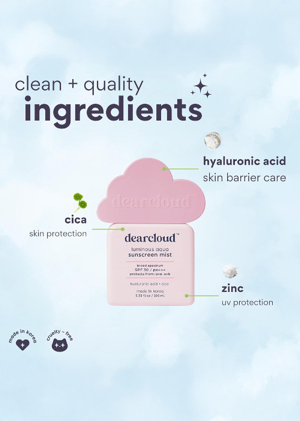 dearcloud Luminous Aqua Sunscreen Mist 100ml