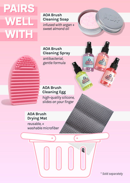 AOA Matte Rose Brush Set + Satin Travel Roll